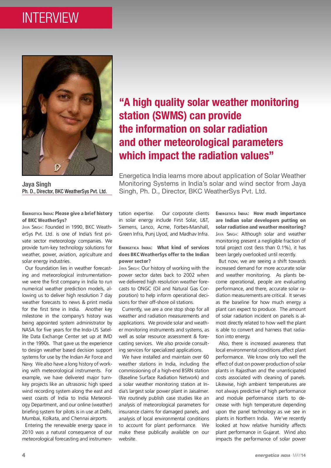Our Outlook on Solar Weather Monitoring Systems in India