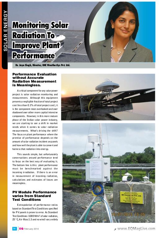 Monitoring Solar Radiation to Improve Plant Performance