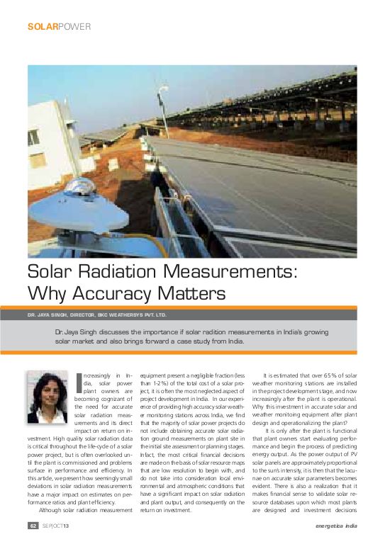 Solar Radiation Measurements: Why Accuracy Matters