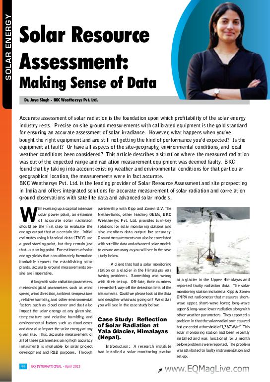Solar Resource Assessment: Making Sense of Data
