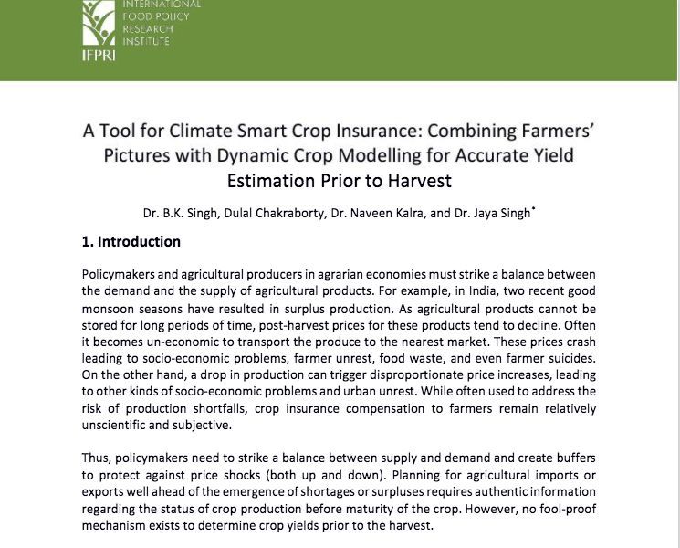 A Tool for Climate Smart Crop Insurance: Combining Farmers' Pictures with Dynamic Crop Modelling